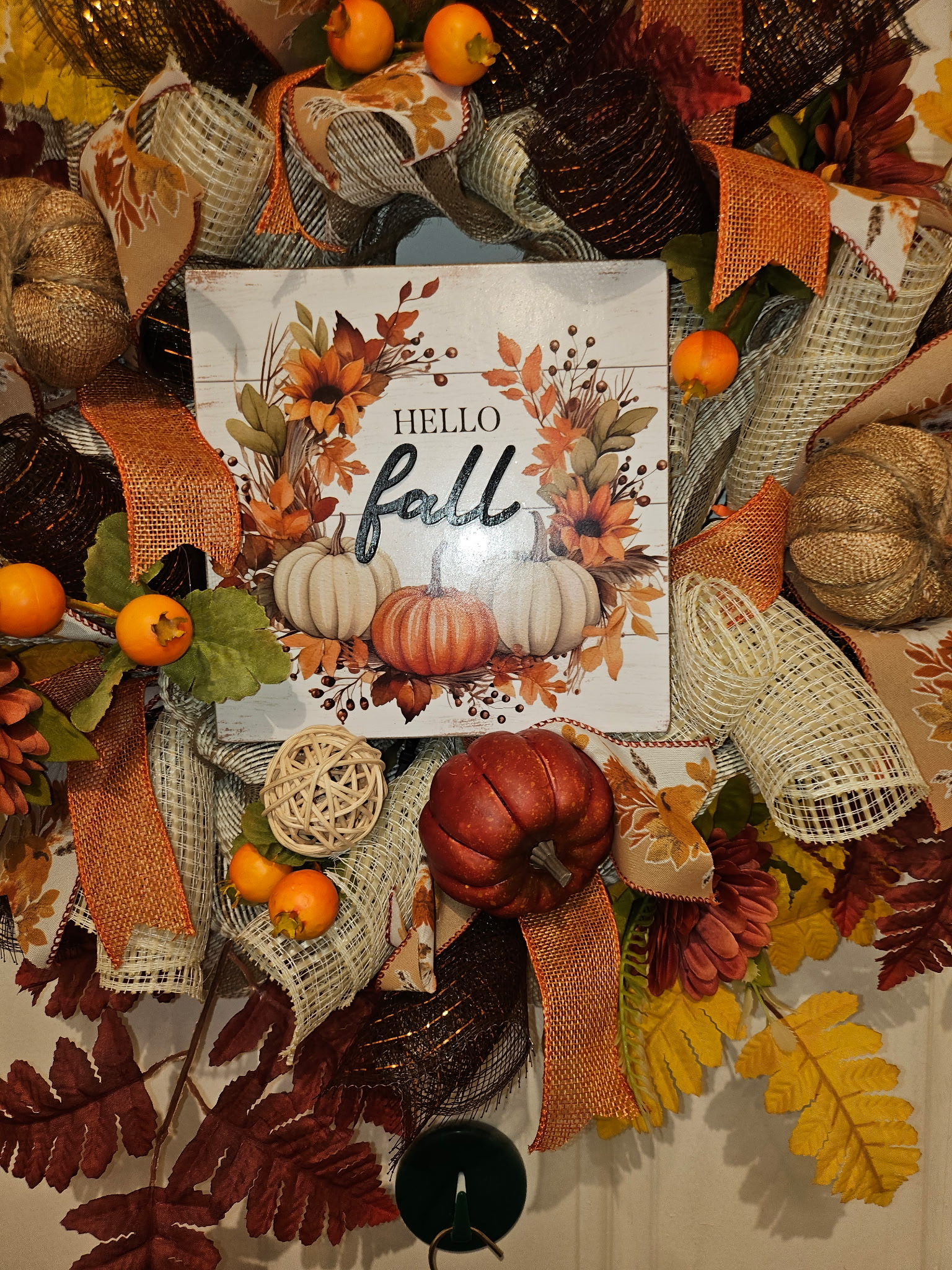 Hello Fall Pumpkin Mesh Wreath image 3