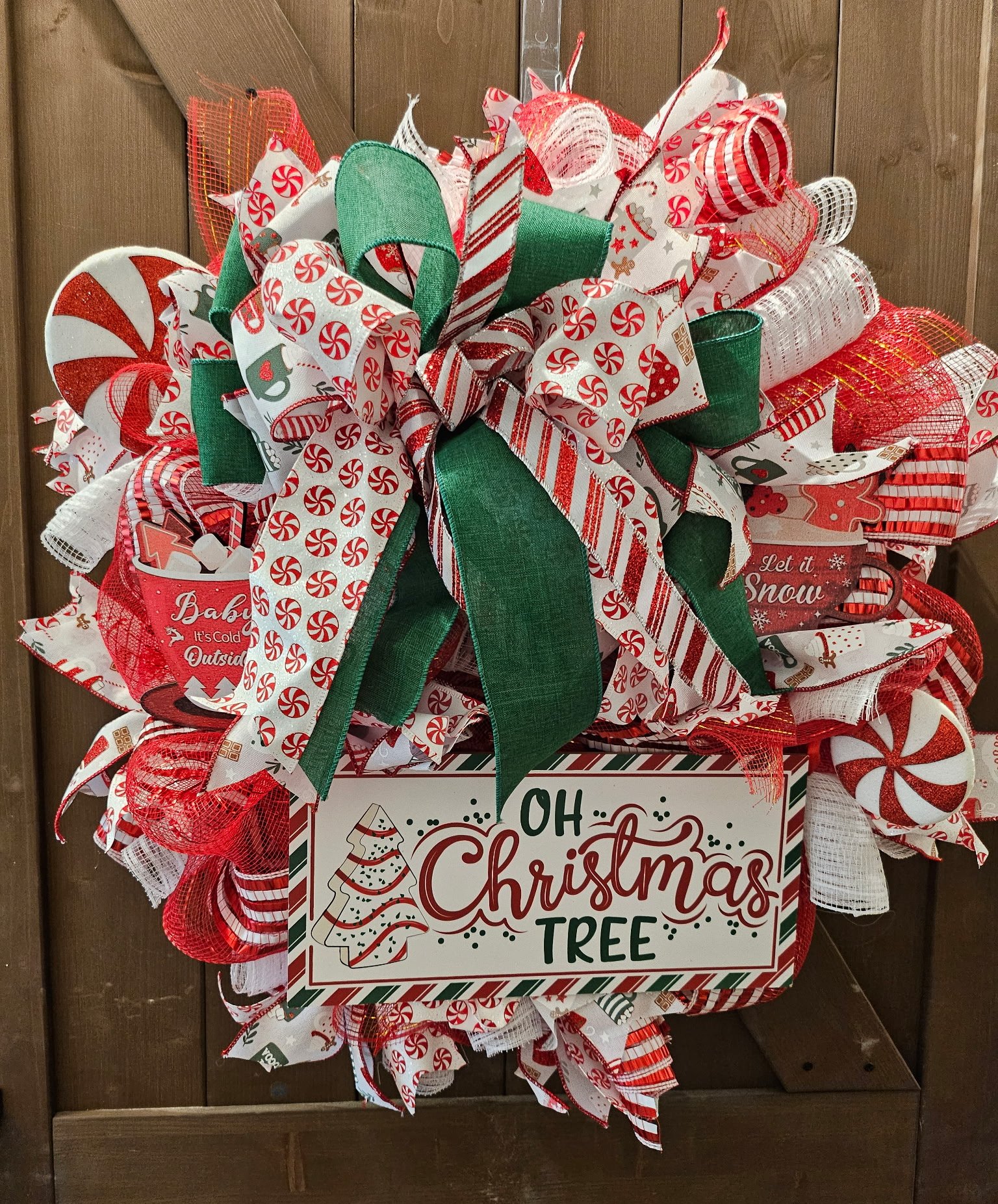 Oh Christmas Tree Peppermint Ribbon Wreath