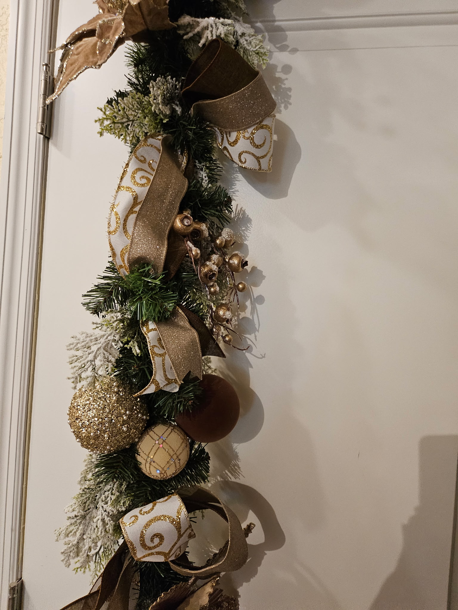 Elegant Gold and Brown Christmas Wreath and Matching Door Garland image 5