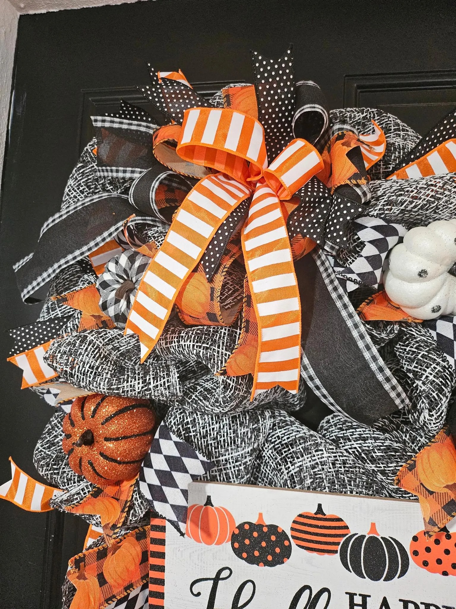 Black & Orange Halloween Wreath image 2