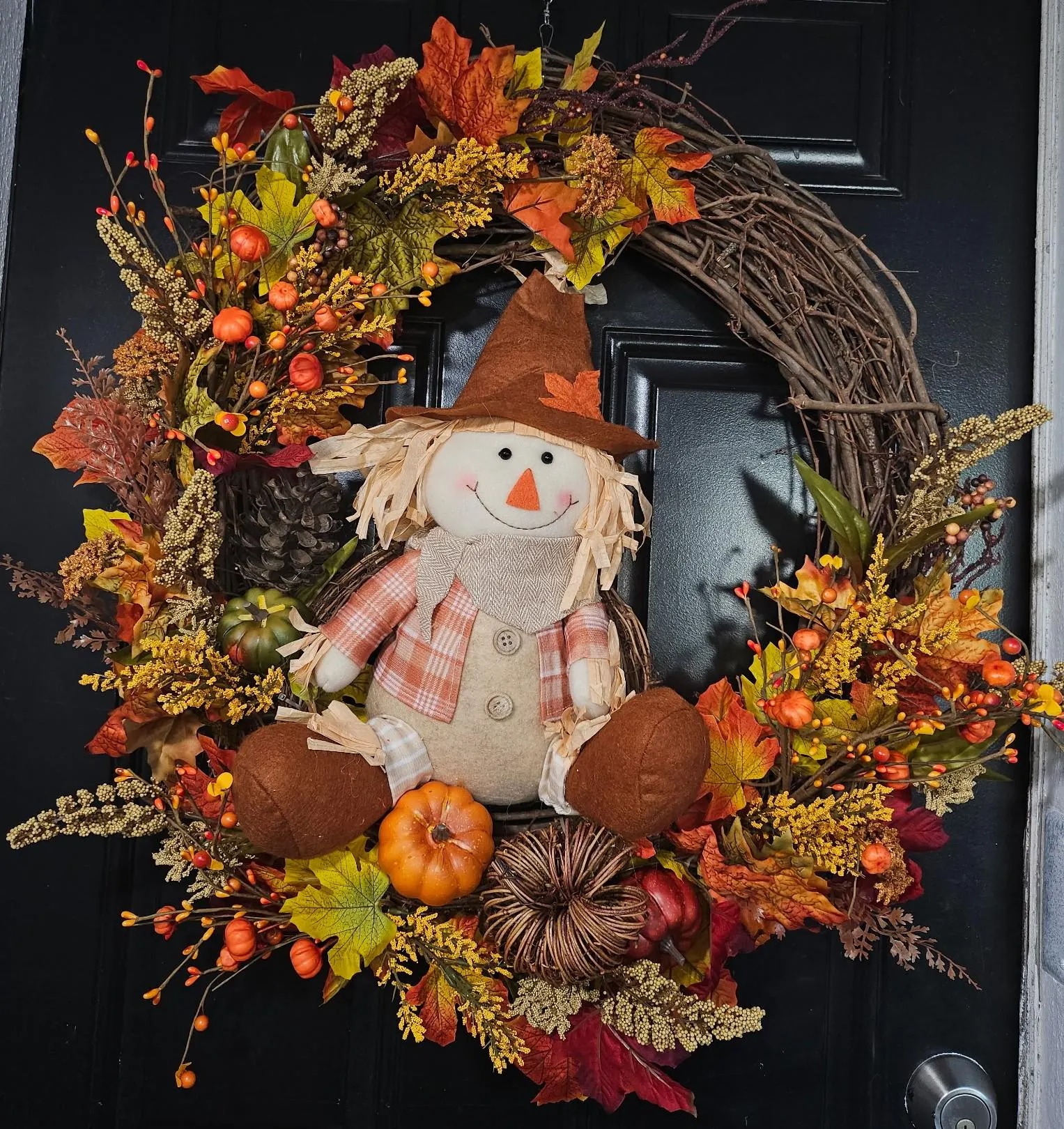 Autumn Grapevine Scarecrow Wreath