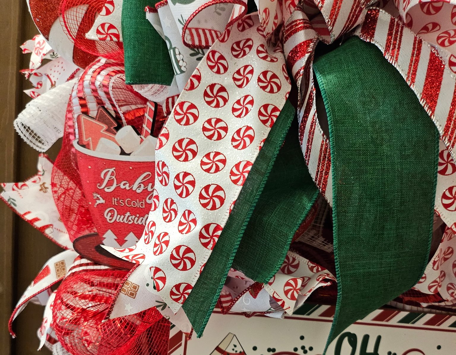 Oh Christmas Tree Peppermint Ribbon Wreath image 4