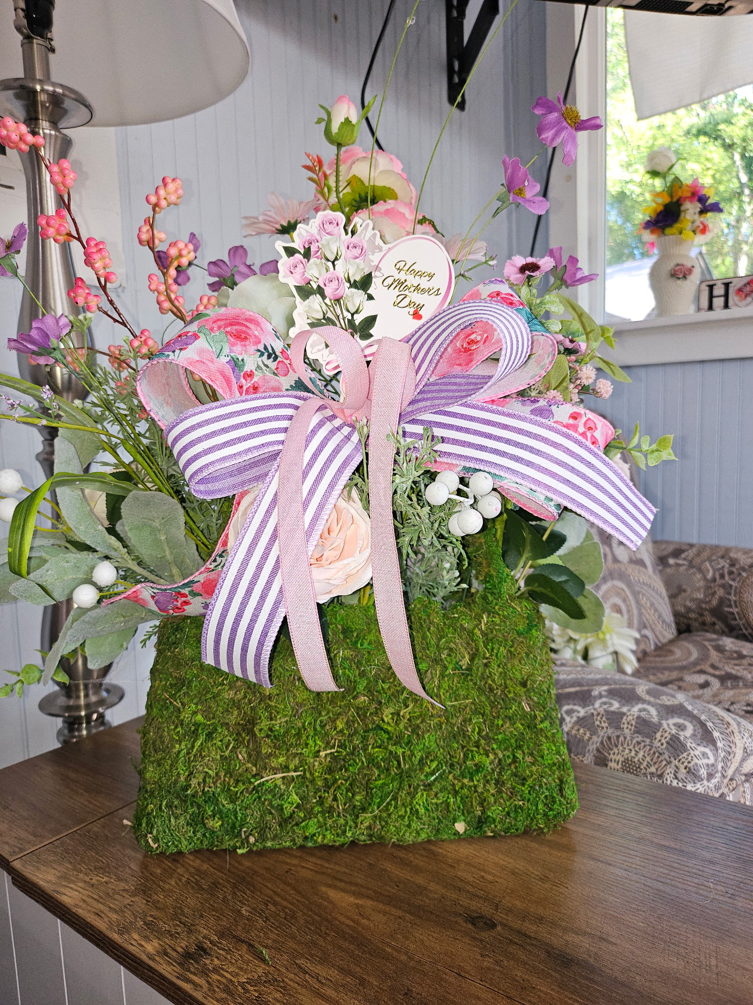 Mother's Day Floral Arrangement in Moss Purse image 4