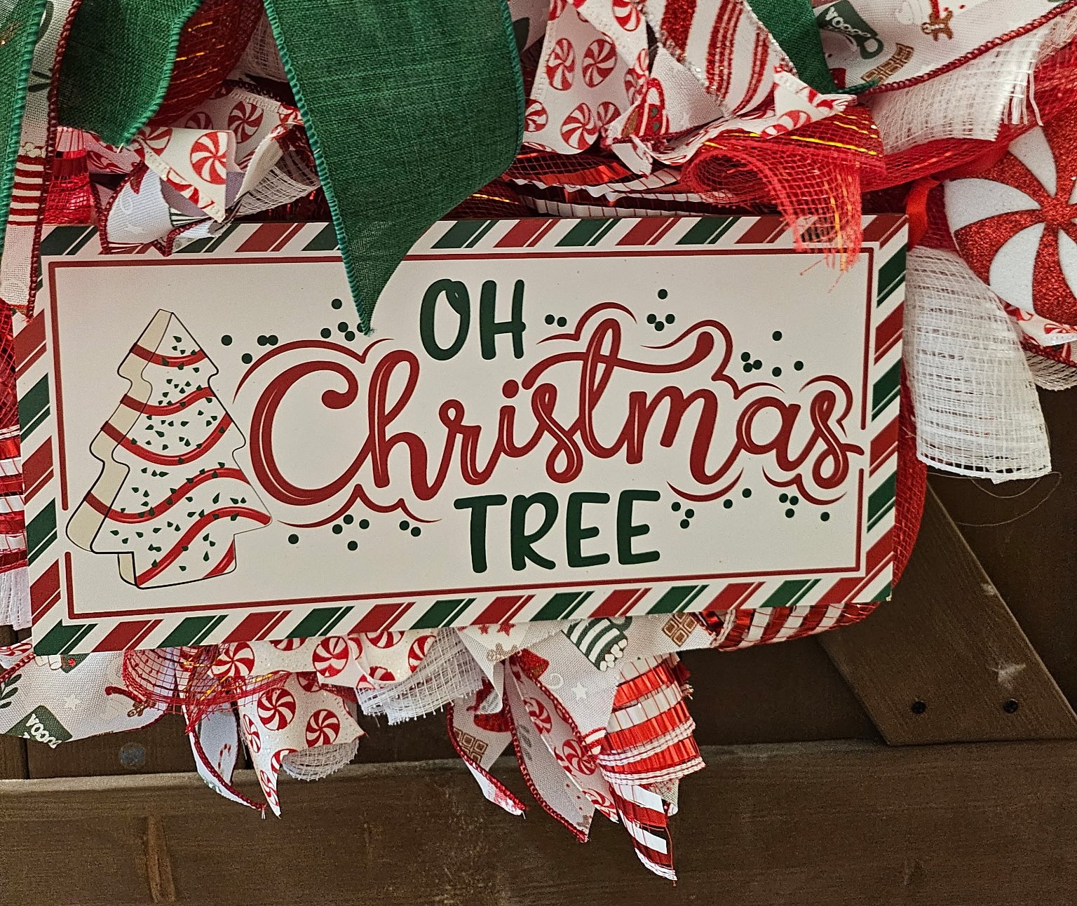Oh Christmas Tree Peppermint Ribbon Wreath image 3