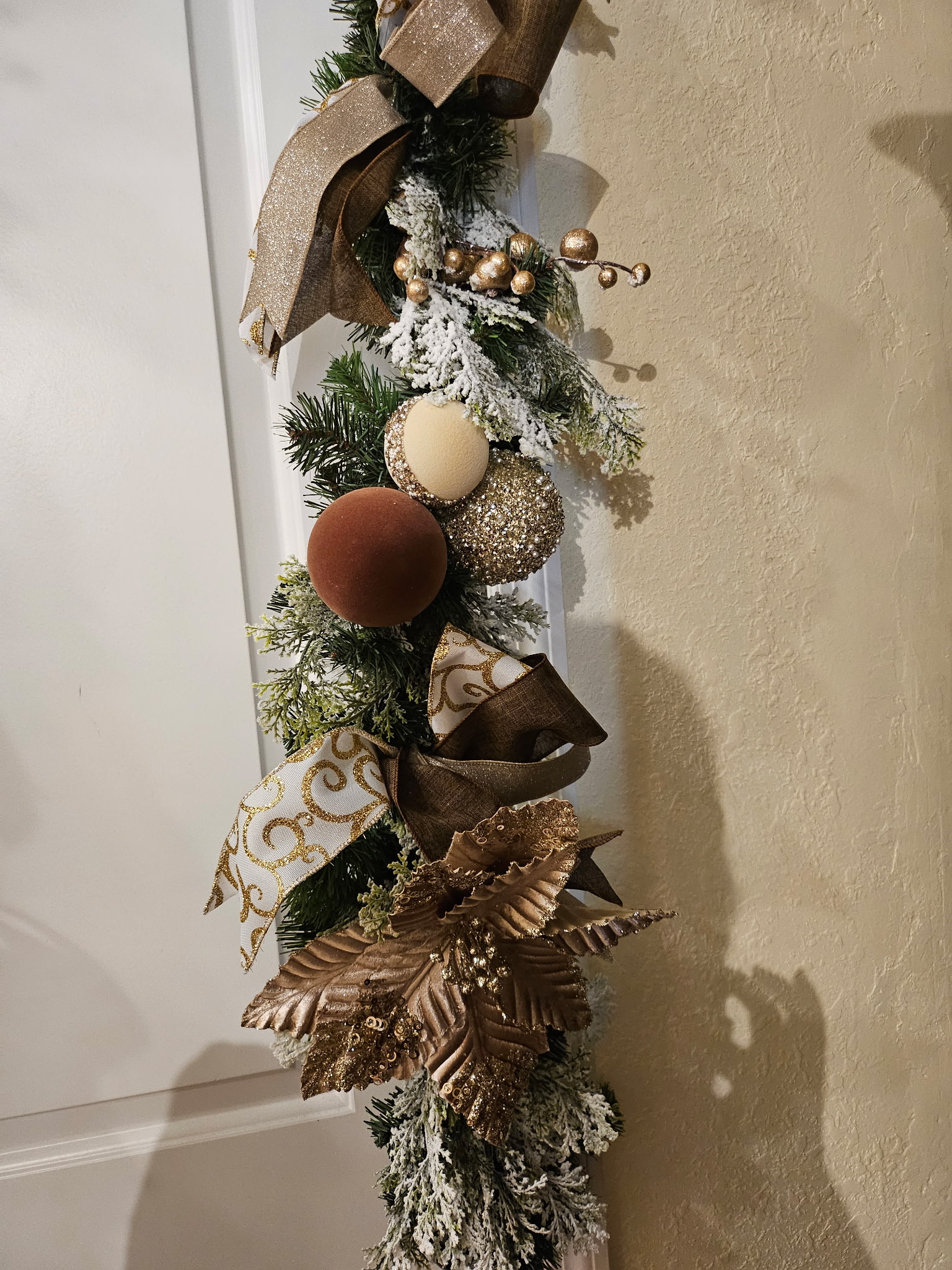 Elegant Gold and Brown Christmas Wreath and Matching Door Garland image 6
