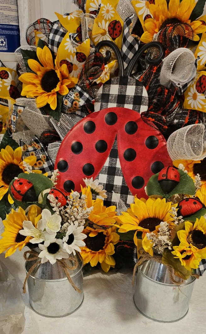 Lady Bug Floral Milk Jugs