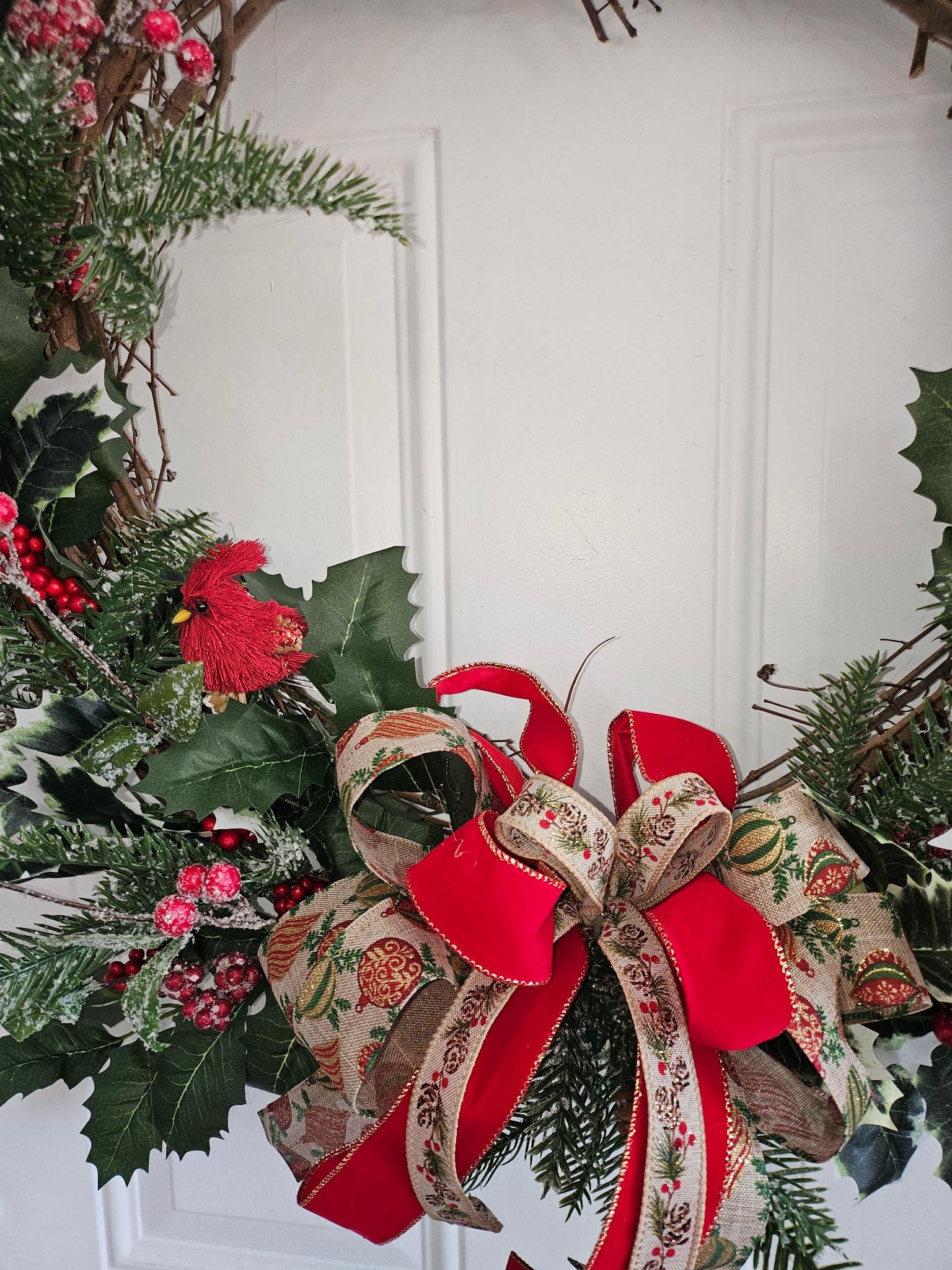 Rustic Grapevine Holly Wreath image 2