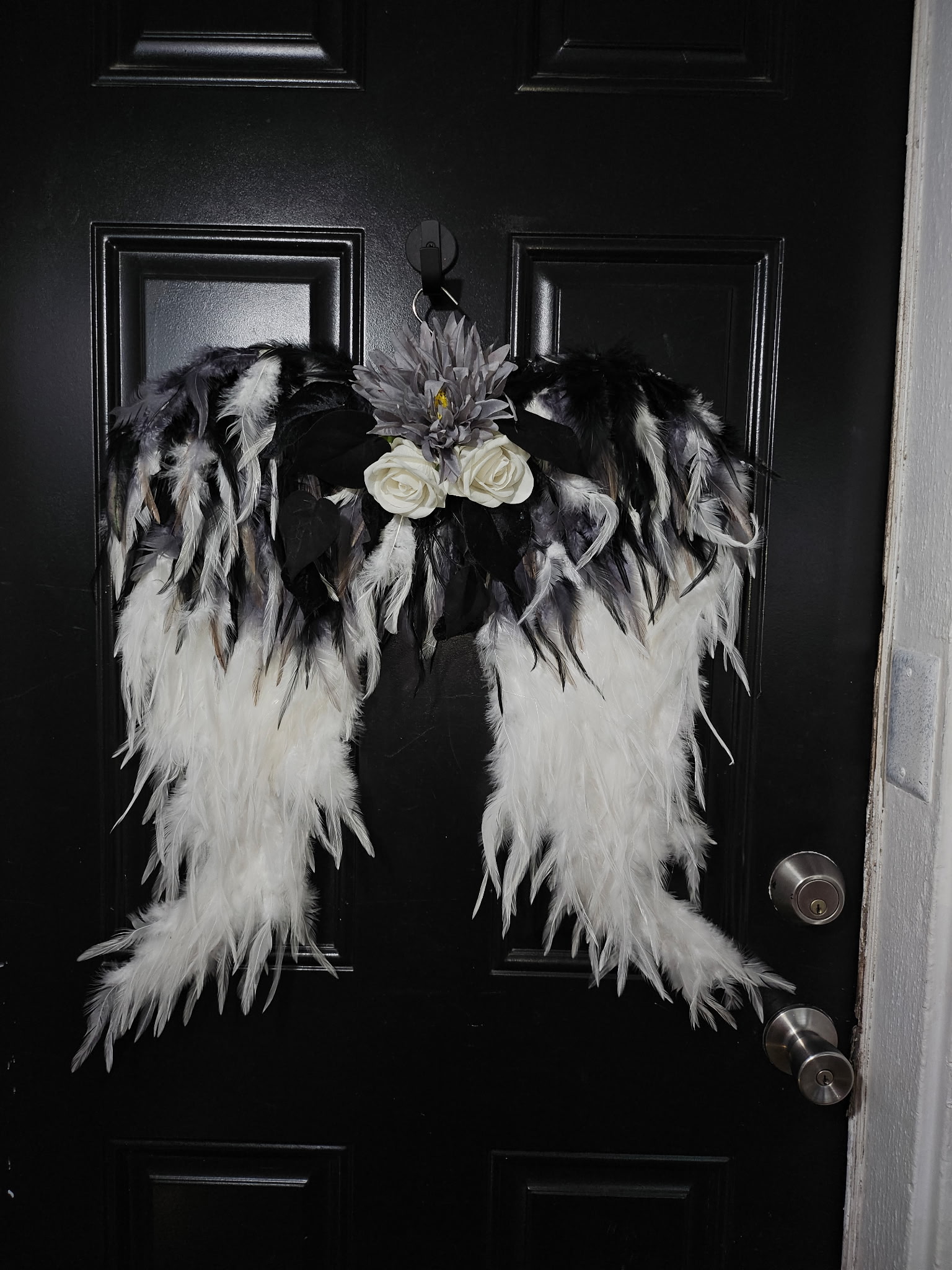 Black & White Angel Wings Door Hanger
