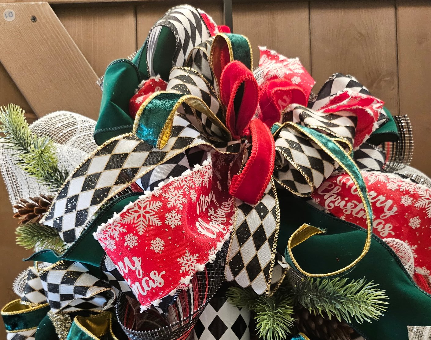 Christmas Nutcracker Swag with Evergreen Branches and Pinecones image 3