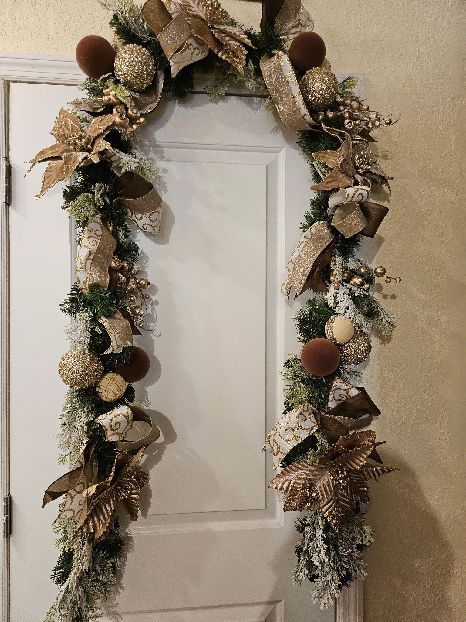 Elegant Gold and Brown Christmas Wreath and Matching Door Garland image 2