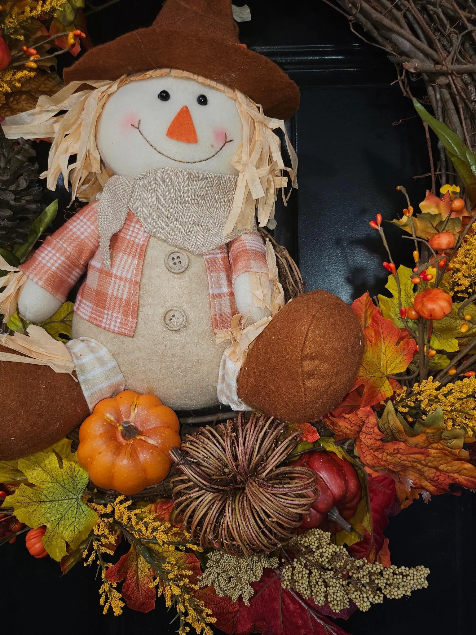 Autumn Grapevine Scarecrow Wreath image 4