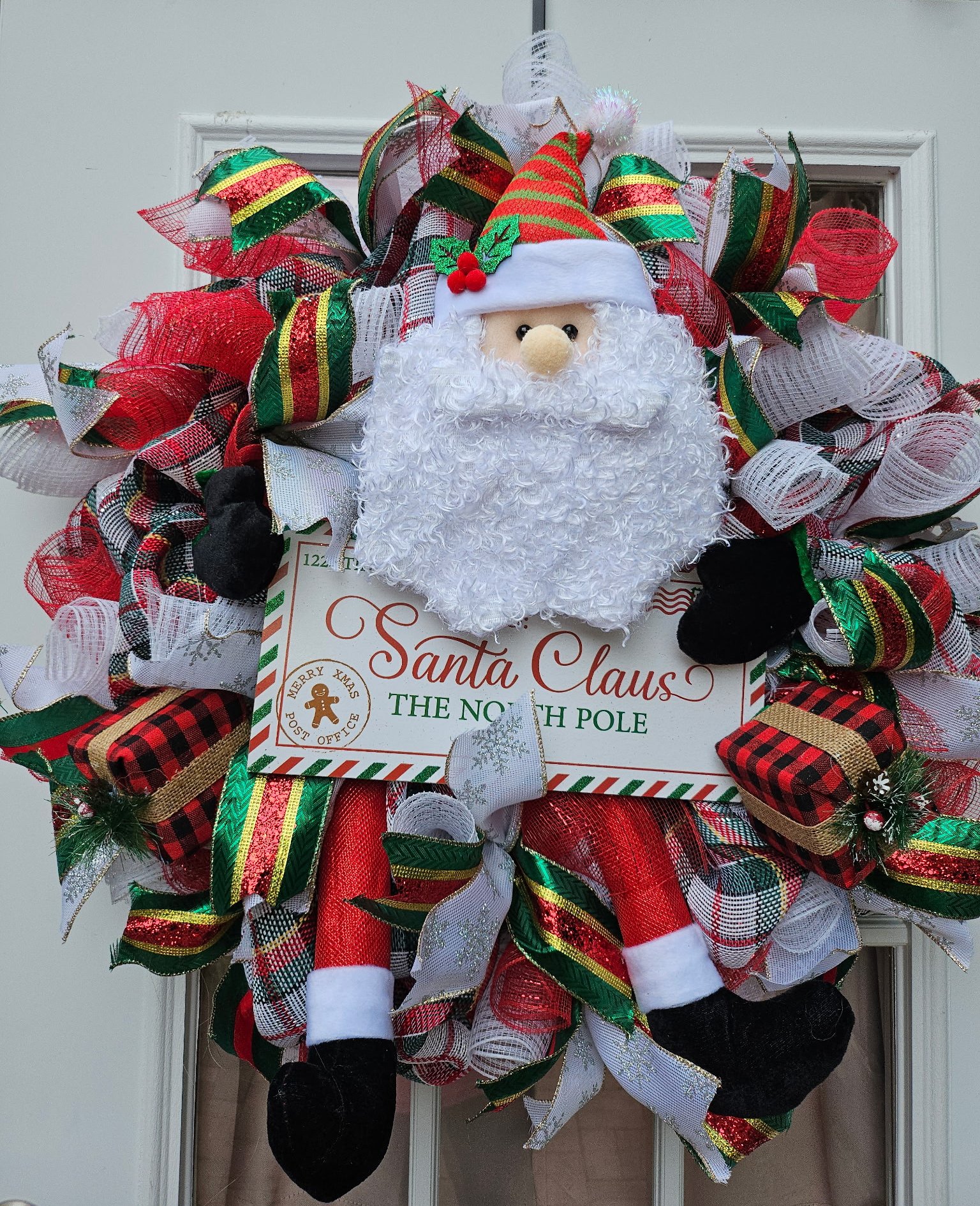 Santa Mail Christmas Wreath – Santa Claus North Pole Front Door Decor