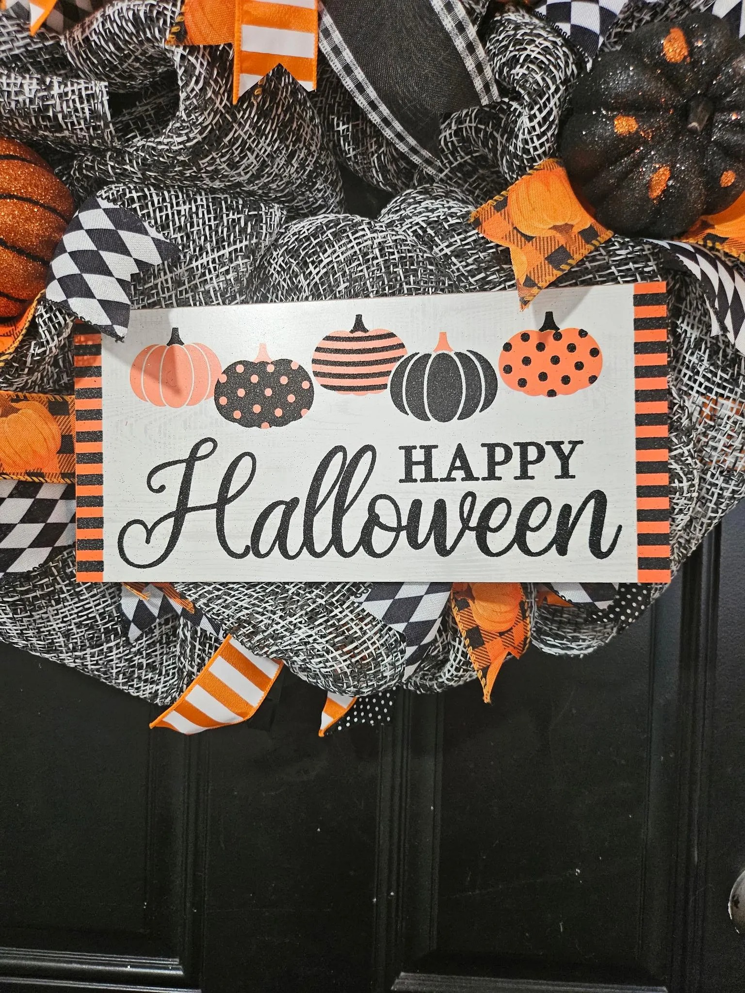 Black & Orange Halloween Wreath image 3